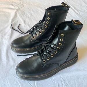 Dr. Martens Zavala Combat Leather Boots Black US7 NEW